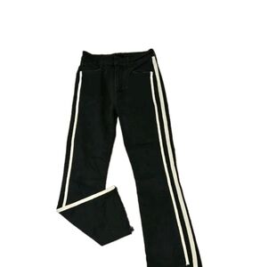 Mother jeans women's 25 insider crop step fray guilty racer Black Denim